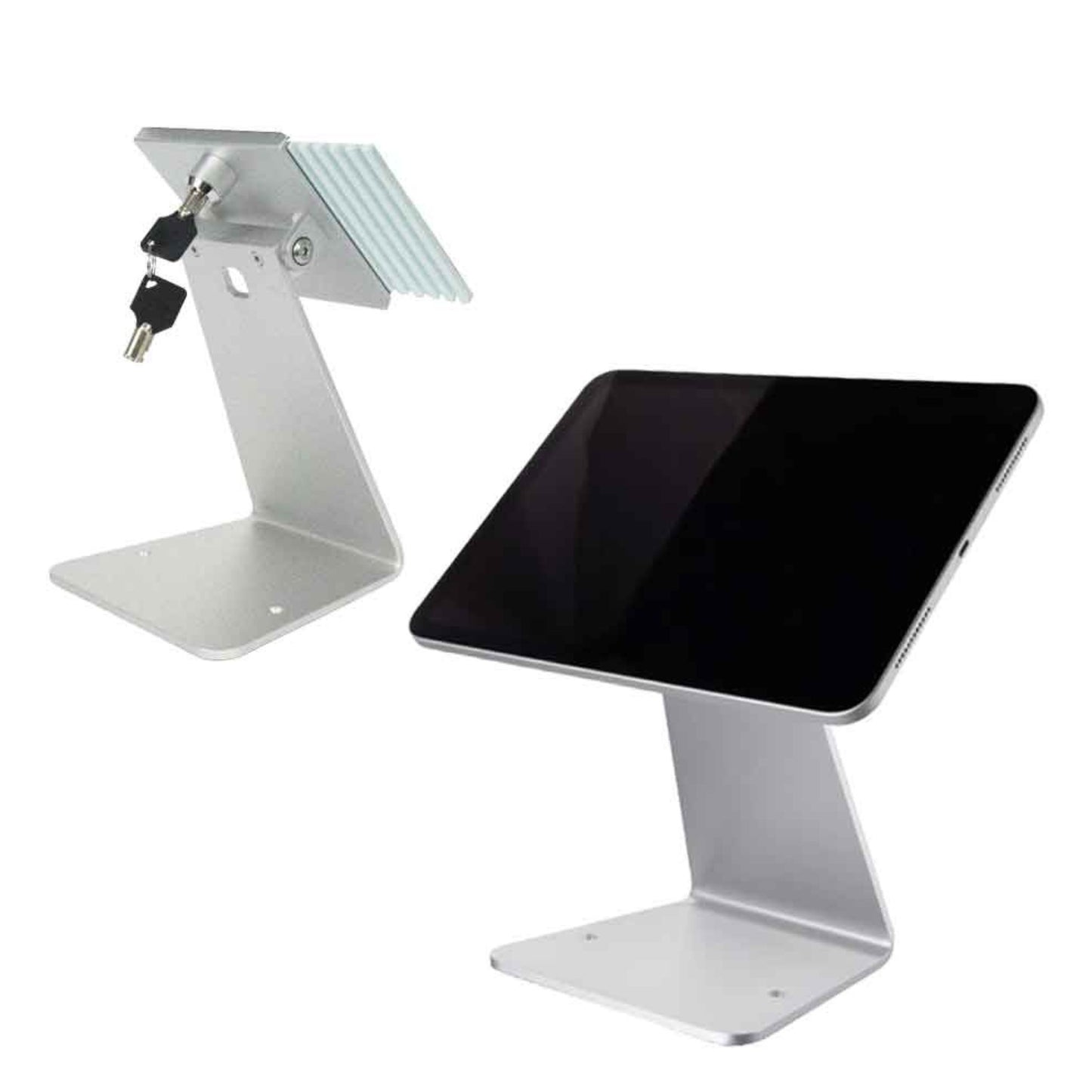 TechnoMounts Anti-Theft Tablet Stand with Lock Face Frame |  Aluminum Alloy Universal Holder for iPad & Tablets | Secure Desktop POS Cashier Kiosk Display