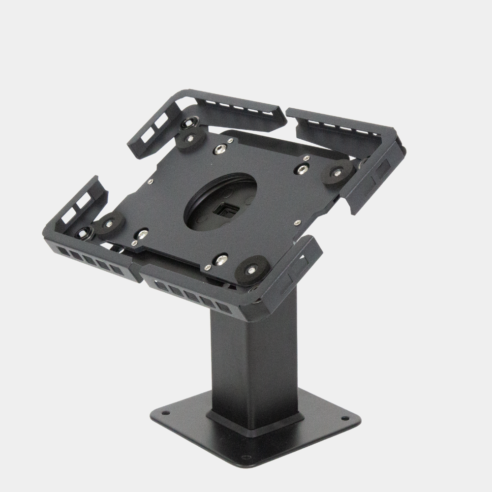 Technomounts Universal Rotating Tablet Stand – Adjustable 7″–13″ Enclosure, VESA 75×75 / 100×100 Compatible, Cable Management, Metal POS & Kiosk Mount