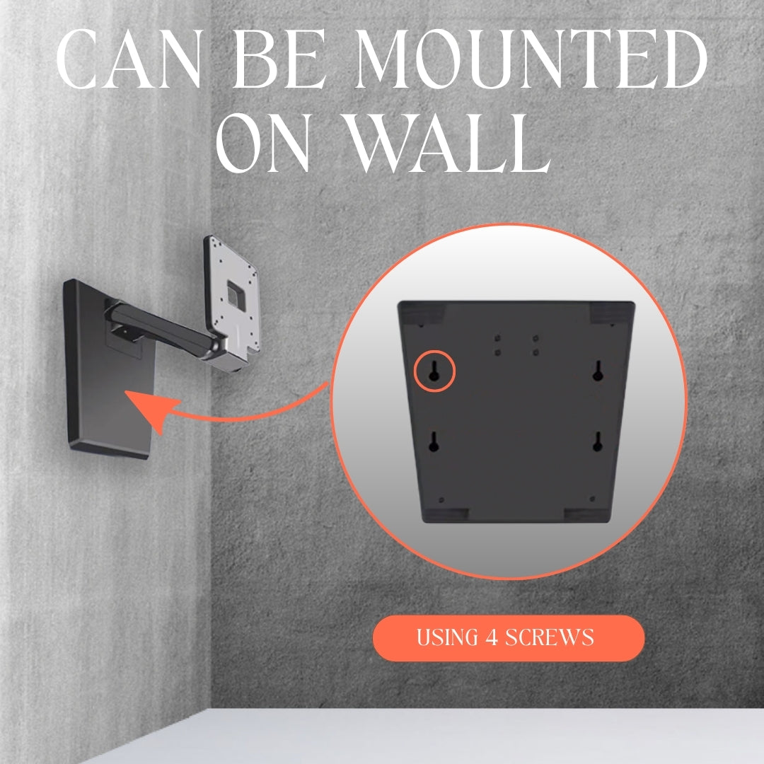 Technomounts Adjustable Folding Lift Mount for Touch Screen Monitors – Cold Rolled Steel Base Bracket with 30cm Lift, VESA 75x75 / 100x100 – Max Load 6.5kg