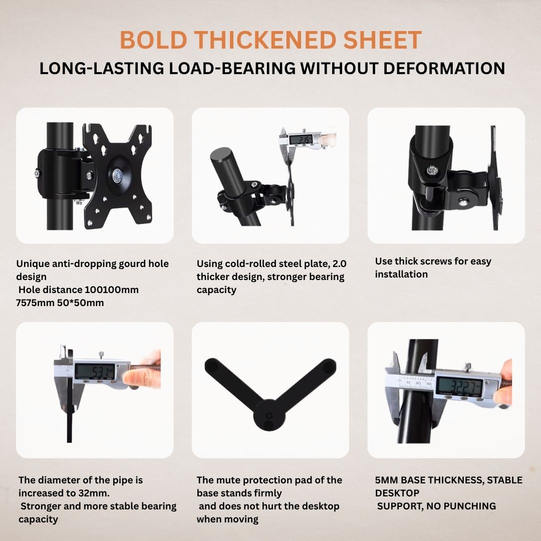 Technomounts Adjustable Folding Lift Mount for Touch Screen Monitors – Cold Rolled Steel Base Bracket with 30cm Lift, VESA 75x75 / 100x100 – Max Load 6.5kg
