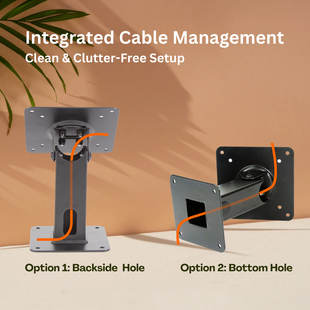 Technomounts Universal Rotating Tablet Stand – Adjustable 7″–13″ Enclosure, VESA 75×75 / 100×100 Compatible, Cable Management, Metal POS & Kiosk Mount