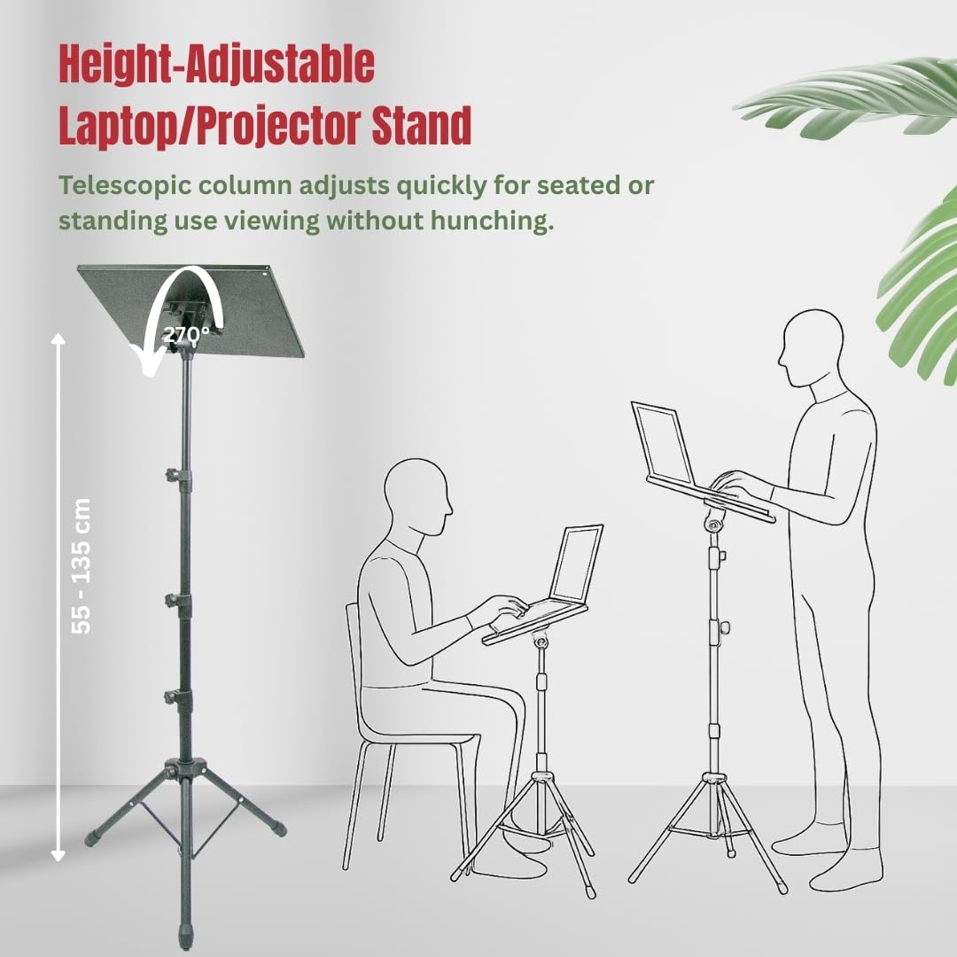 Techno mounts Telescopic Projector Stand Laptop Holder Book Floor Stand Adjustable Height Folding Portable Stand