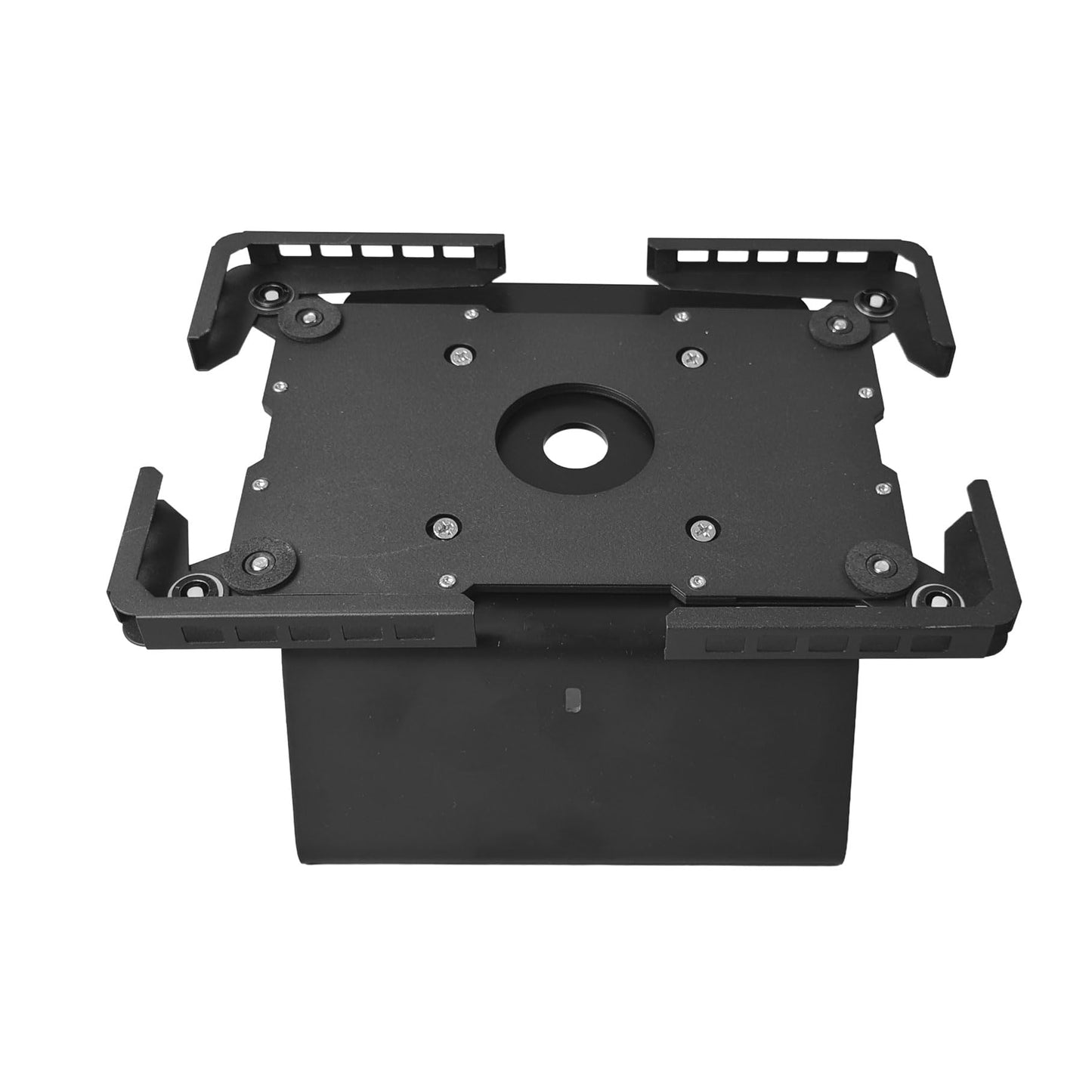 Technomounts Universal Desktop Tablet Stand – Anti-Theft Enclosure for 10.1"–13" Tablets (Black), Secure Metal Display Holder for Office, Retail, and Kiosk Use