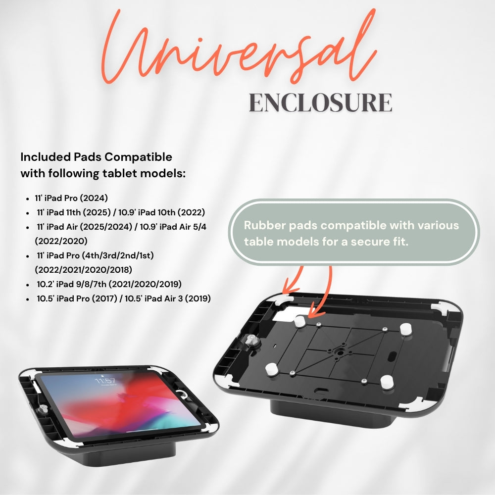 Technomounts Anti-Theft Tablet Holder – Lockable Enclosure & Desk Mount for Tablets, Secure Stand for Retail, Hospitality and Exhibitions. For Apple Ipads.