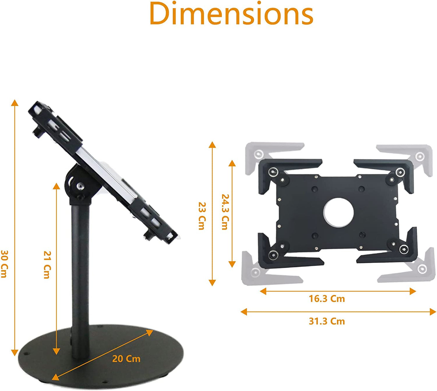 Technomounts Anti-Theft Desktop Tablet Stand, 360° Rotation, 180° Swivel Universal Enclosure for Tablet Size 9.7" to 12.9"