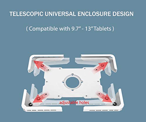 Anti-Theft Height Adjustable Tablet Stand with Universal Enclosure for tablets size from 9.7" to 13"