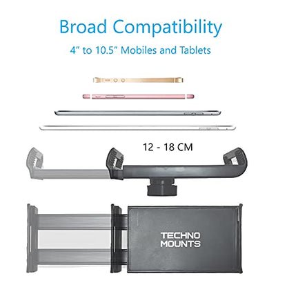 TechnoMounts Flexible Tablet Stand 360 Degree 9 CM LED Ring Light Mobile Holder Adjustable Height Rotation Bracket 4" -10.5"
