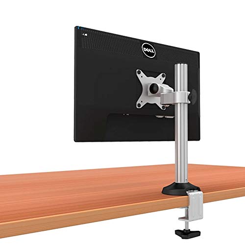 Technomounts Aluminum Single VESA Monitor Mount | Vertical Monitor Desk Stand | Height Adjustable | Fits 19 20 21 22 23 24 27 Inch Screens | C-Clamp Base