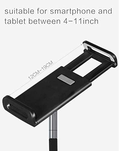 Technomounts Long Arm Phone Stand Tablet Stand Lazy Floor Mobile Stand, 360 degree rotation, Universal Tablet Holder 4"-13" (black)
