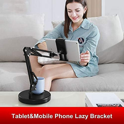 Technomounts Foldable Long Arm Desktop Supportl,Adjustable Tablet Mobile Phone Holder,360 Degree Adjustable Lazy Stand,Base Can Be Stored,Fits 3.5-11" Display Tablet/Phones