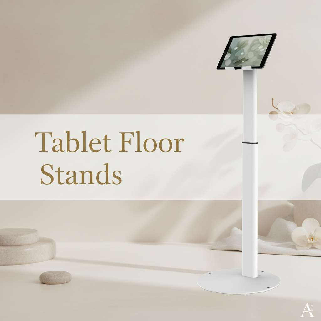 Adjustable floor mount for iPads and Samsung tablets