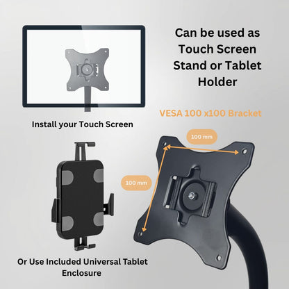 Anti-Theft Floor Tablet Kiosk - Height Adjustable up to 129 cm - Uiversal Enclosure (7.9–11″)