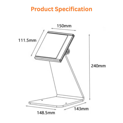 TechnoMounts Anti-Theft Tablet Stand with Lock Face Frame |  Aluminum Alloy Universal Holder for iPad & Tablets | Secure Desktop POS Cashier Kiosk Display