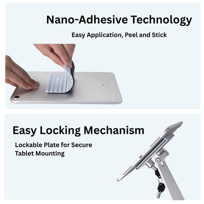 TechnoMounts Anti-Theft Tablet Stand with Lock Face Frame |  Aluminum Alloy Universal Holder for iPad & Tablets | Secure Desktop POS Cashier Kiosk Display