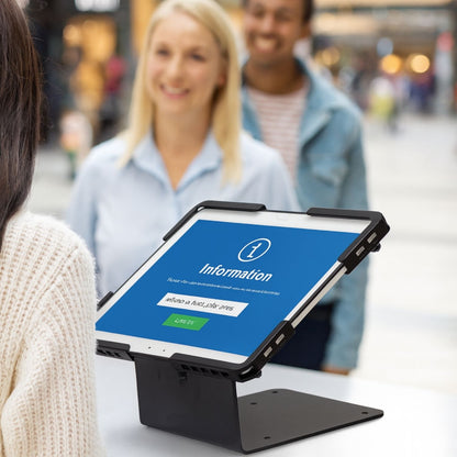 حامل سطح مكتب مضاد للسرقة، بقاعدة دوارة 360 درجة، مناسب لأجهزة الكمبيوتر اللوحية من 10.1 بوصة إلى 13 بوصة