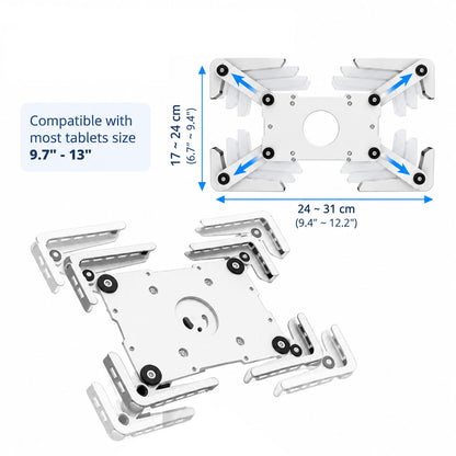 Heavy Duty Tablet Stand Universal Enclosure 9.7–13.1" , Power Bank Compartment