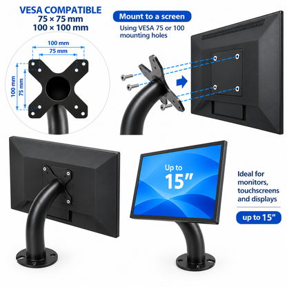 Heavy-Duty Metal VESA 75/100 Wall Bracket / Desktop Stand for Screens & Tablet Enclosures