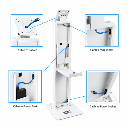 Heavy Duty Tablet Stand Universal Enclosure 9.7–13.1" , Power Bank Compartment