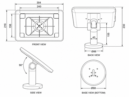 Anti-Theft Desktop Tablet Stand for iPad 11 Inch, Lockable Security Enclosure with Key Fixed Installation