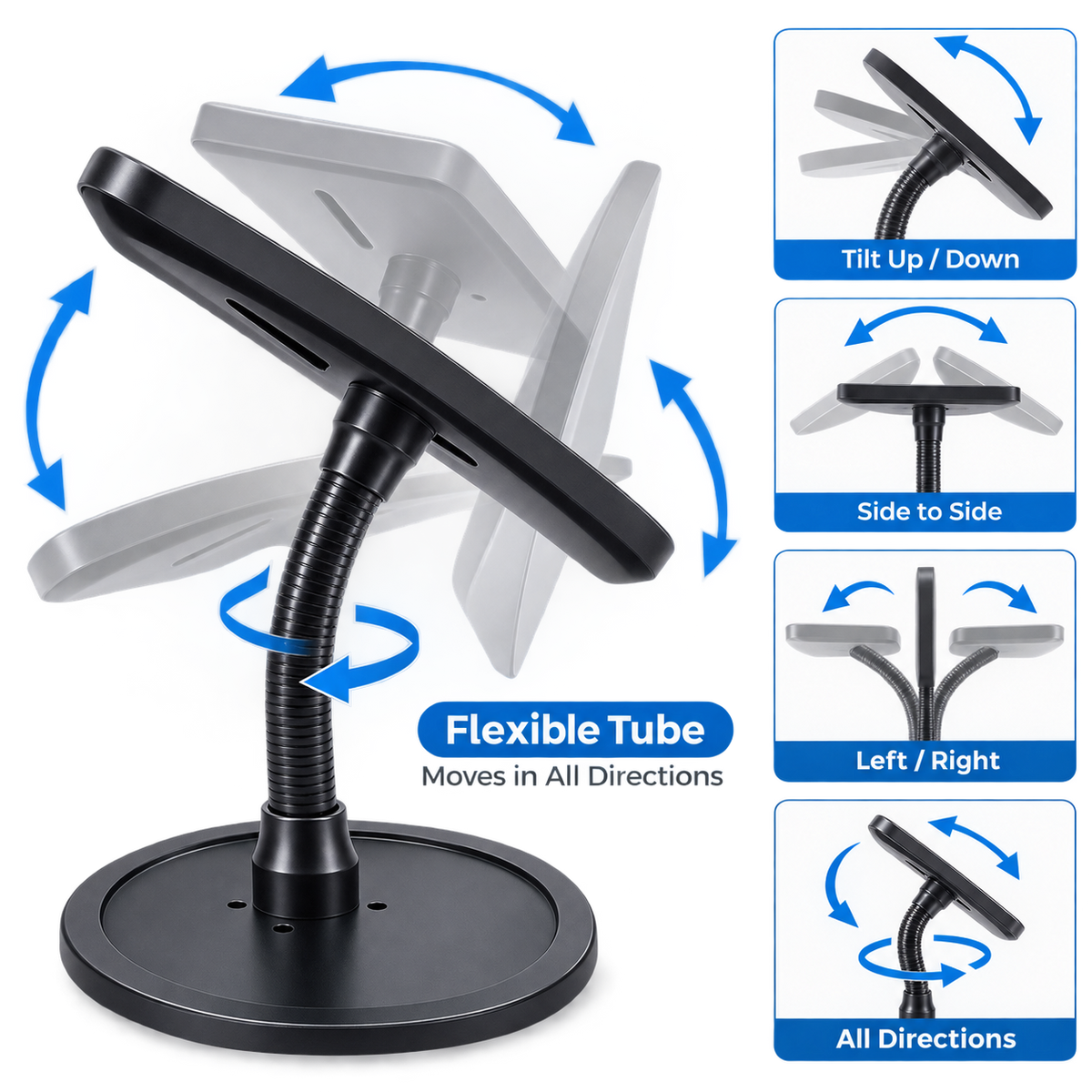 Anti-Theft Desktop Tablet Stand for iPad 11 Inch,360° Flexible Tube Adjustable Mount  Lockable Security Enclosure with Key