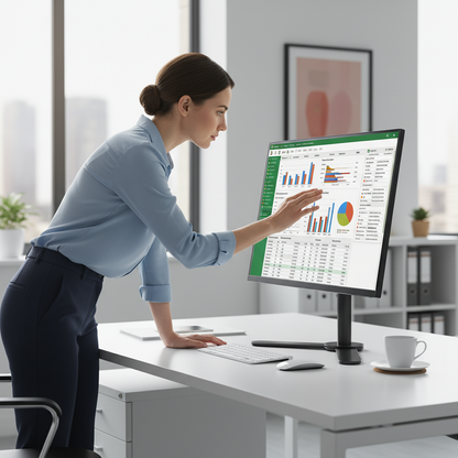 Monitor desk mount in modern office workspace Dubai - Professional ergonomic display stand
