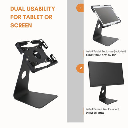 Secure tablet desktop kiosk with locking mechanism for retail and hospitality