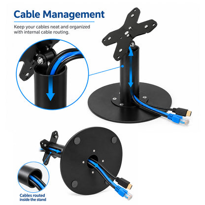 Heavy-Duty Metal VESA 75/100 Desktop Stand for Screens & Tablet Enclosures up to 15" With Detachable Base