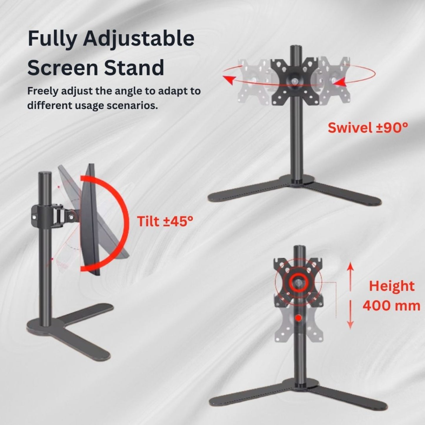 VESA monitor mount with C-clamp desk installation system - Heavy-duty metal construction
