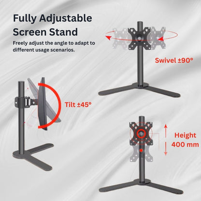 VESA monitor mount with C-clamp desk installation system - Heavy-duty metal construction
