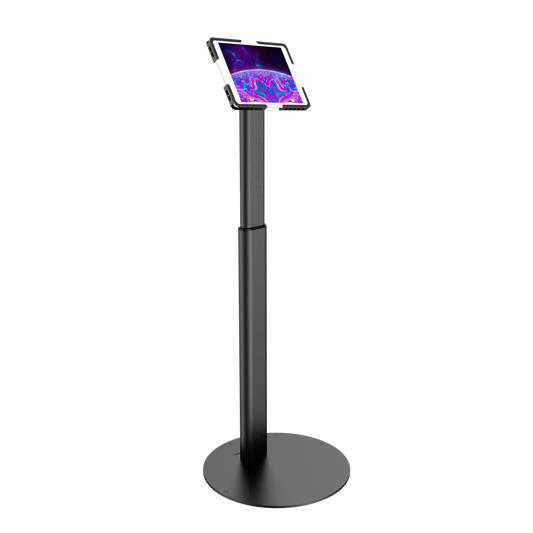 Anti-Theft Tablet Floor Stand –  Height Adjustable - Universal Enclosure (9.7–13″)