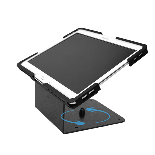 Technomounts Tablet Kiosk Stand with Optional 360° Rotating Base – Nano-Adhesive or Bolt-Down Mount, Anti-Theft Locking Enclosure for 10.1-13" tablets