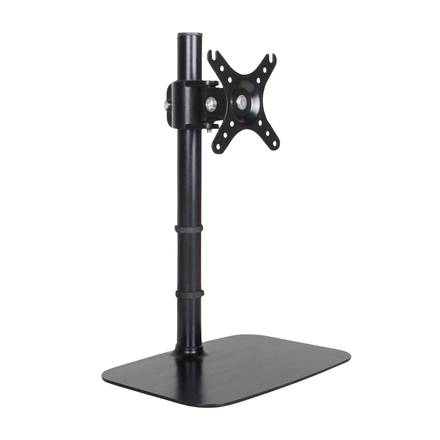 Black TV stand mount on a white background