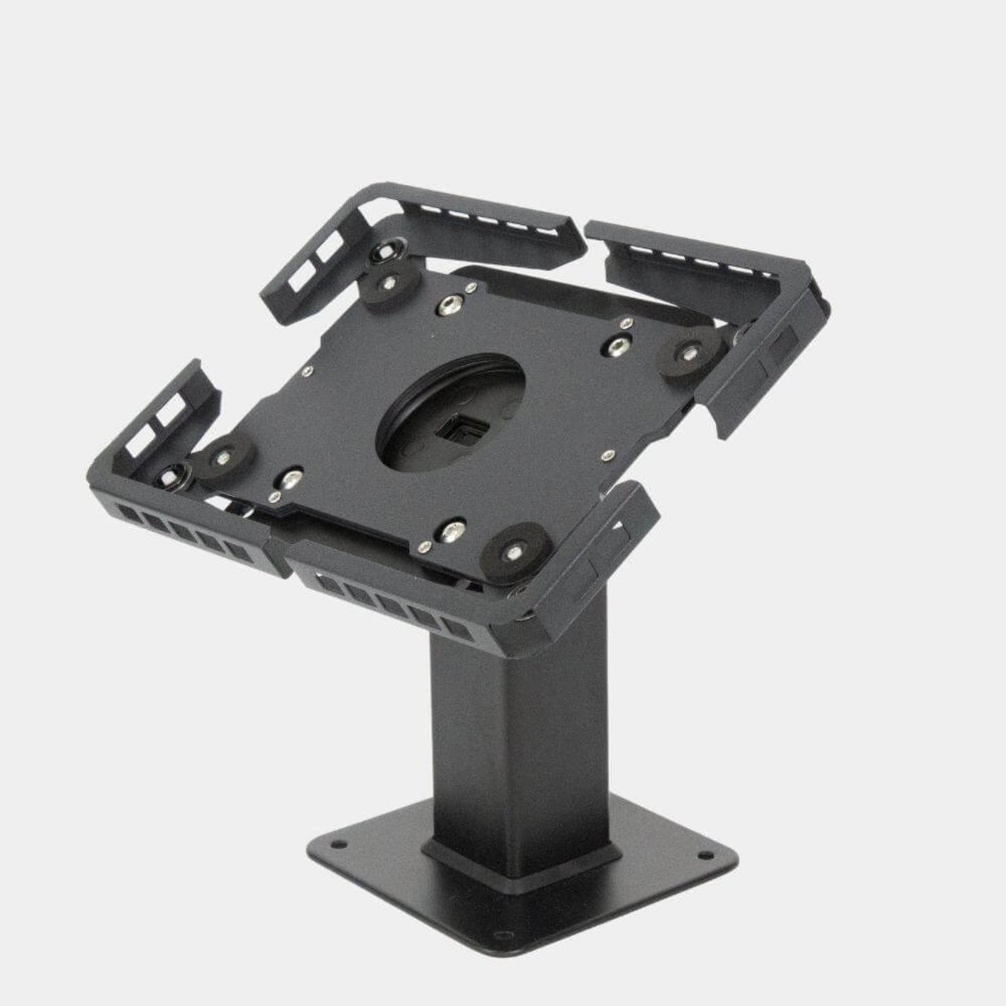 Adjustable rotating and tilting tablet stand with VESA mounting for flexible viewing angles