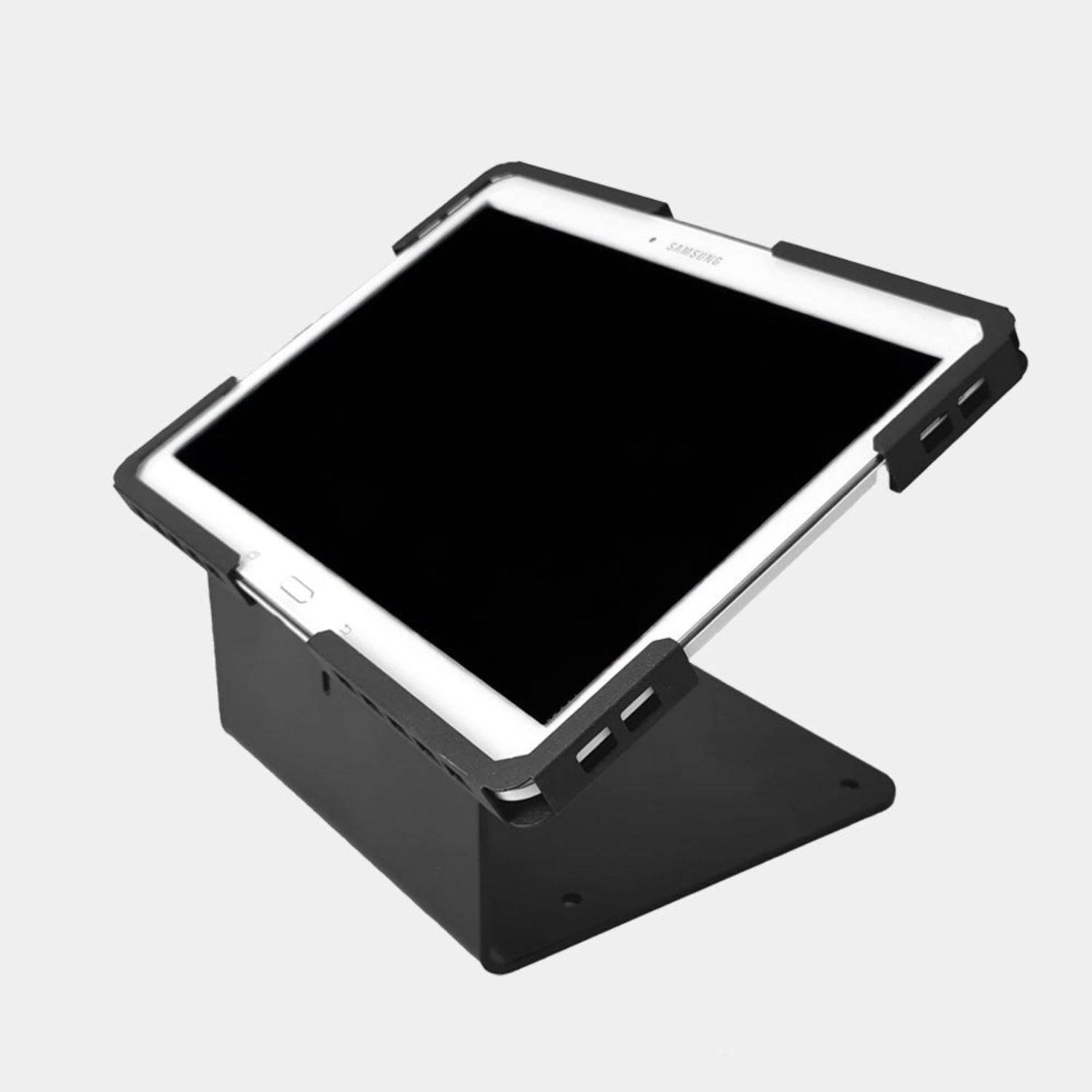 Anti-theft desktop tablet stand for 10-13 inch tablets with secure lock mechanism and 360 degree rotation - TechnoMounts UAE
