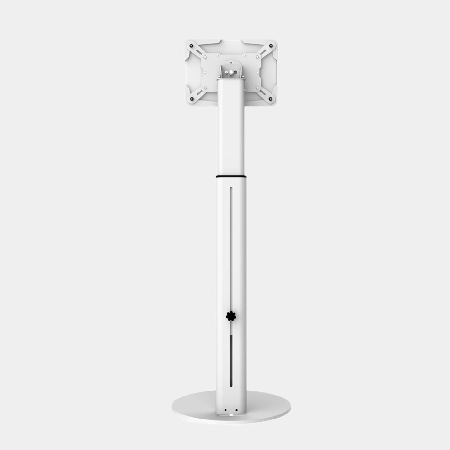 Anti-theft tablet floor stand in retail environment - secure display solution for interactive customer engagement and POS systems