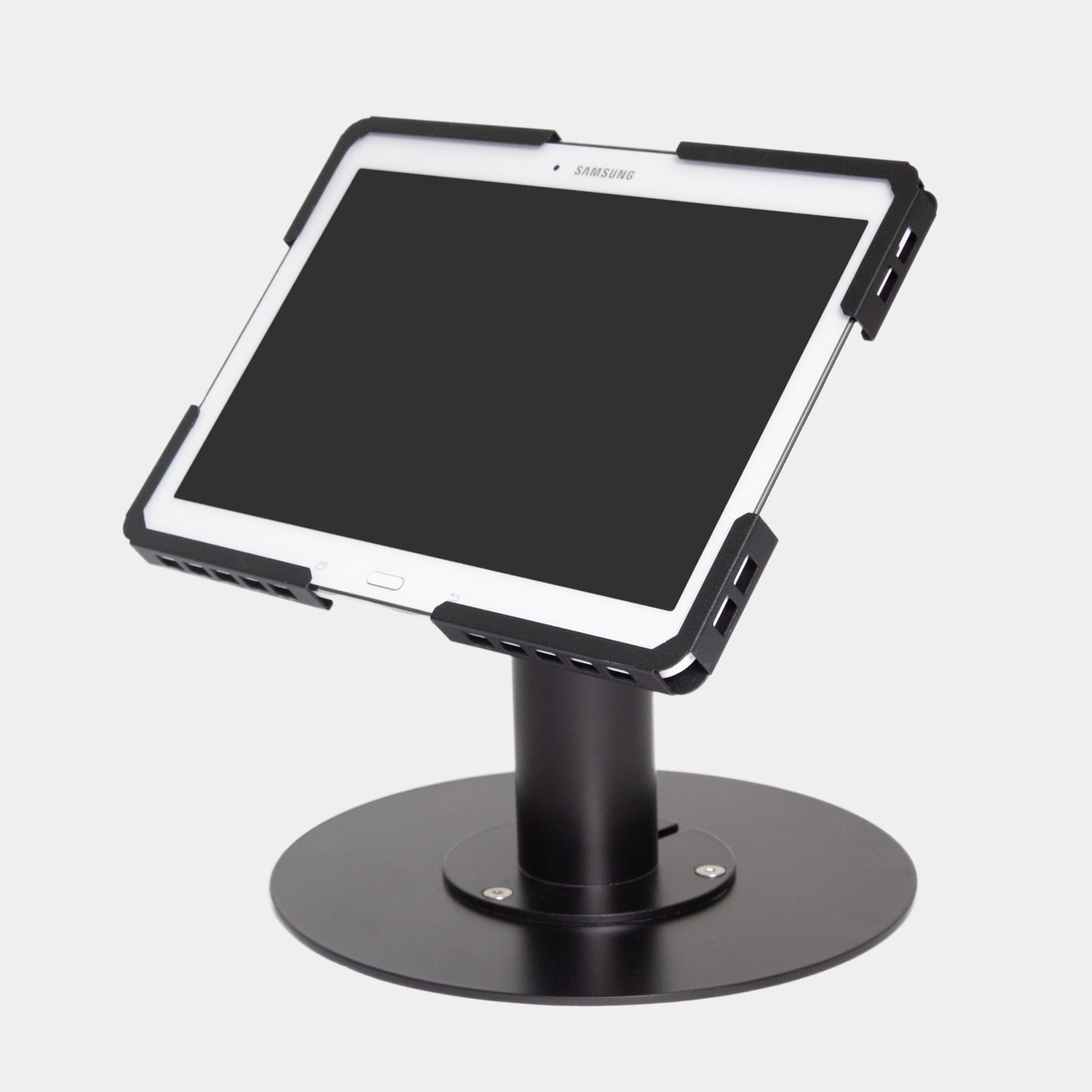 Circular Tablet Stand Anti-Theft with 360° Rotation - Front View - Premium Security Mount for 7-13 inch Tablets - TechnoMounts UAE