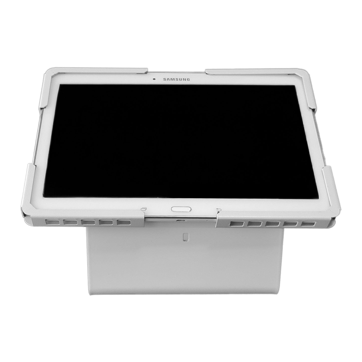 Commercial grade tablet mount with integrated cable management and anti-theft lock - TechnoMounts UAE