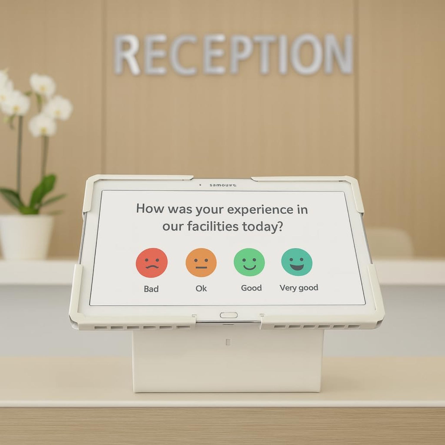 Desktop tablet kiosk stand for retail POS systems and customer-facing displays - TechnoMounts UAE