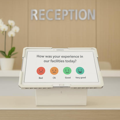 Desktop tablet kiosk stand for retail POS systems and customer-facing displays - TechnoMounts UAE