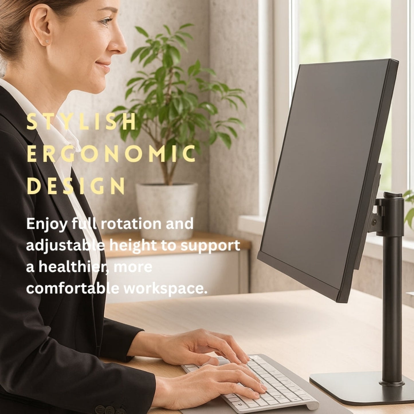 Ergonomic Monitor Stand Height Adjustment Mechanism - TechnoMounts
