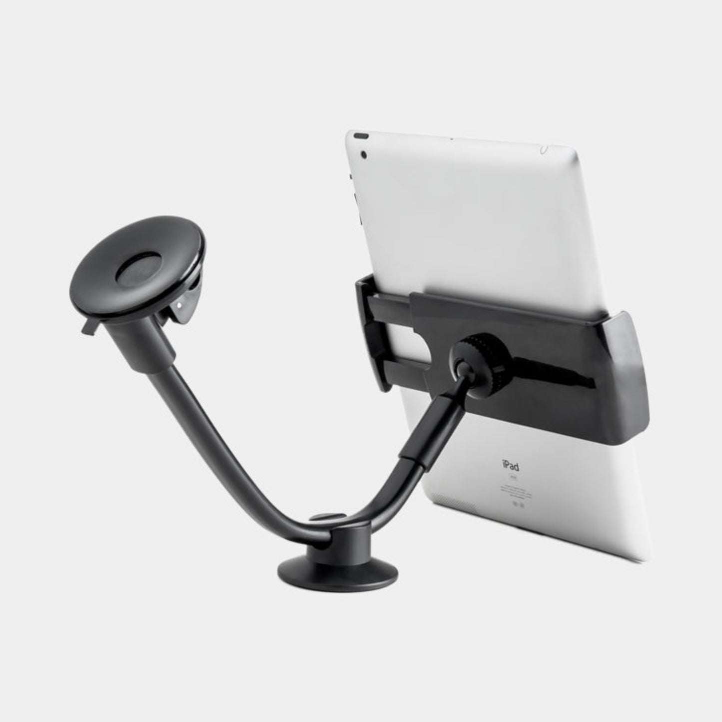 Adjustable gooseneck car tablet mount with strong suction base for secure device positioning in vehicles