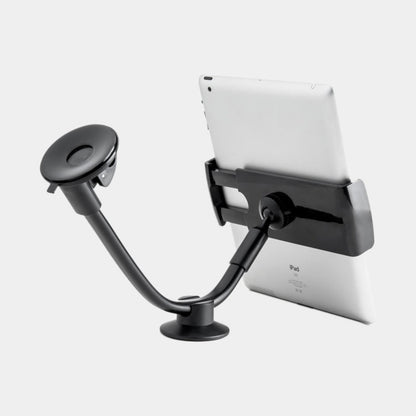 Adjustable gooseneck car tablet mount with strong suction base for secure device positioning in vehicles