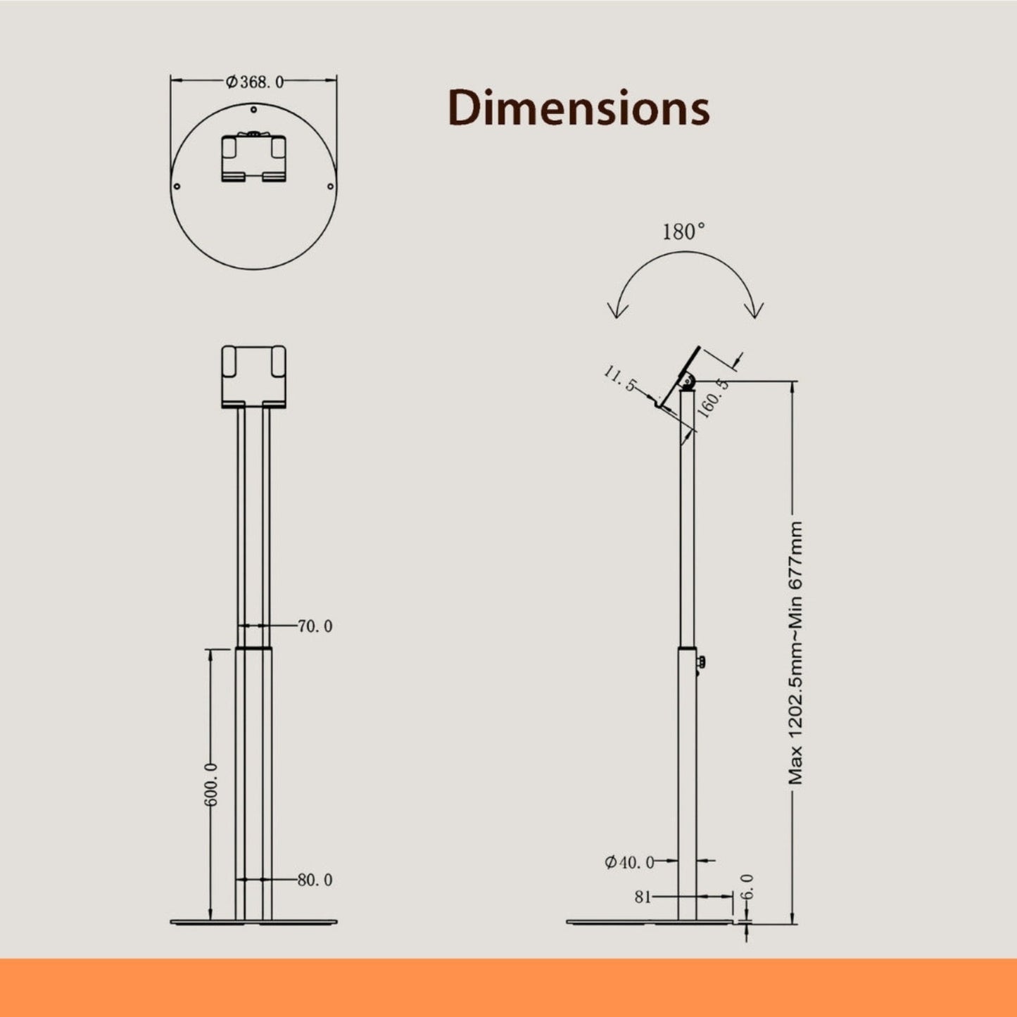 Height Adjustable iPad Stand for Commercial Display - Heavy Duty Metal Construction - TechnoMounts UAE
