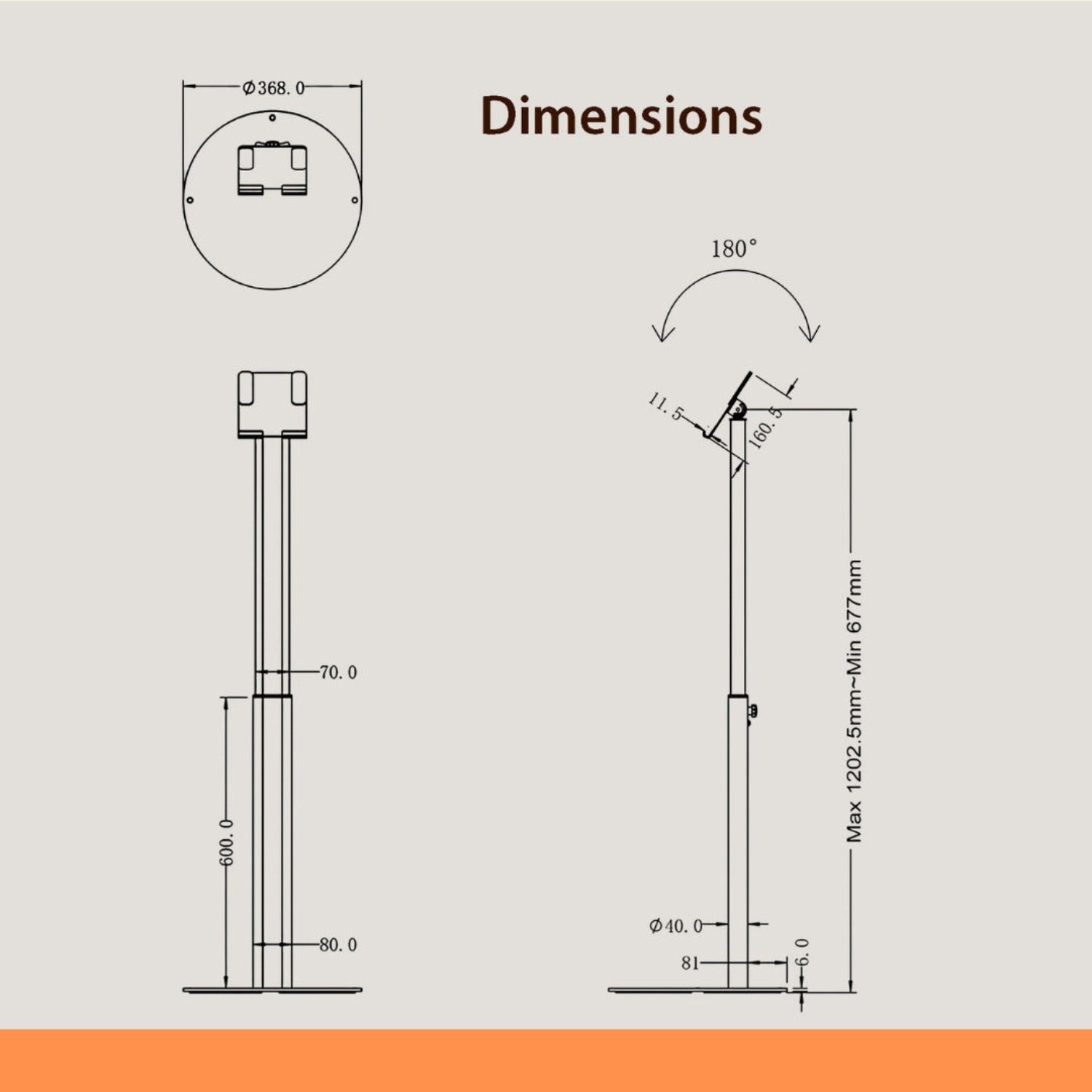Height Adjustable iPad Stand for Commercial Display - Heavy Duty Metal Construction - TechnoMounts UAE