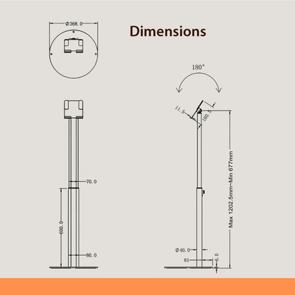 Height Adjustable iPad Stand for Commercial Display - Heavy Duty Metal Construction - TechnoMounts UAE