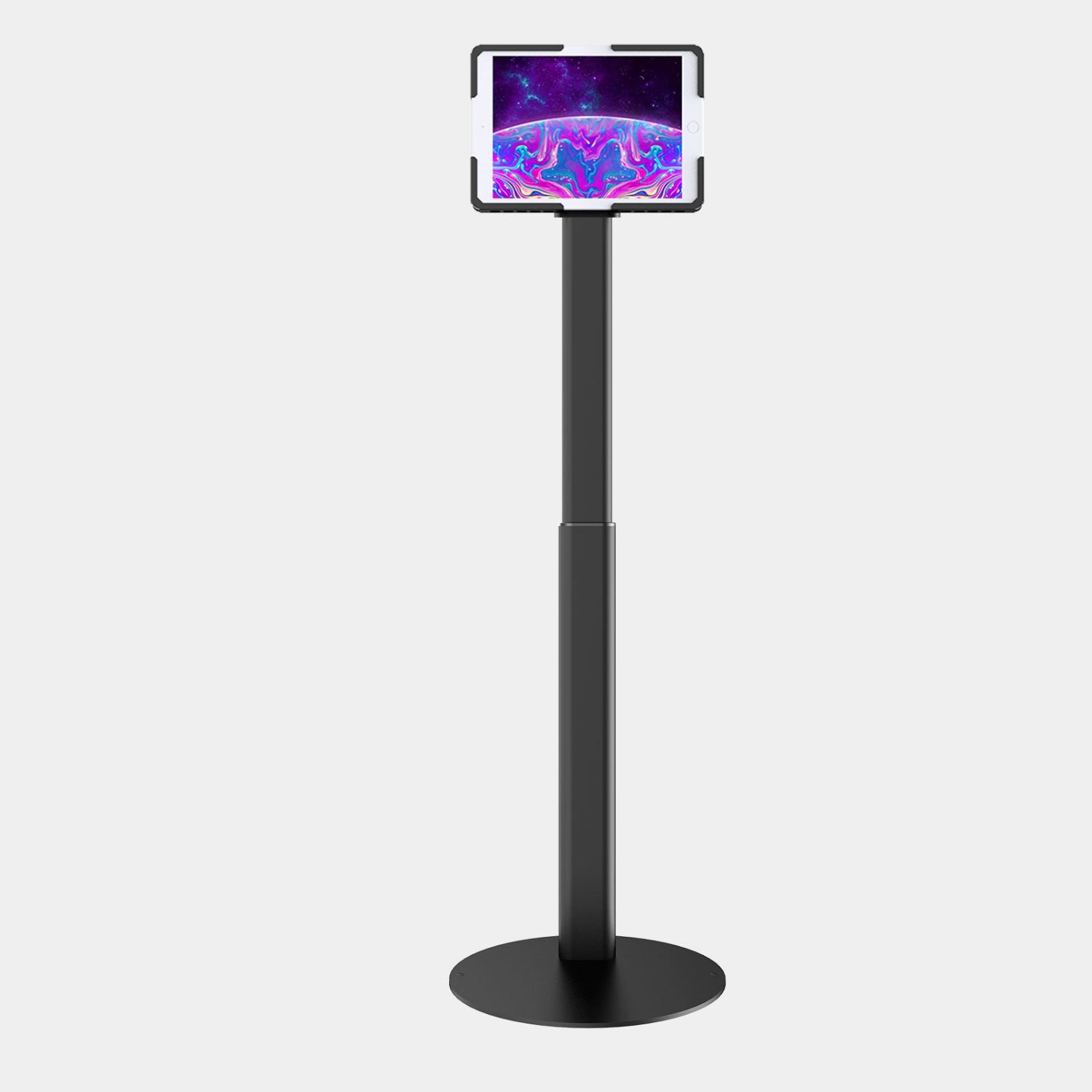 Professional height adjustable tablet kiosk stand with 360-degree rotation feature - perfect for UAE businesses and retail stores

