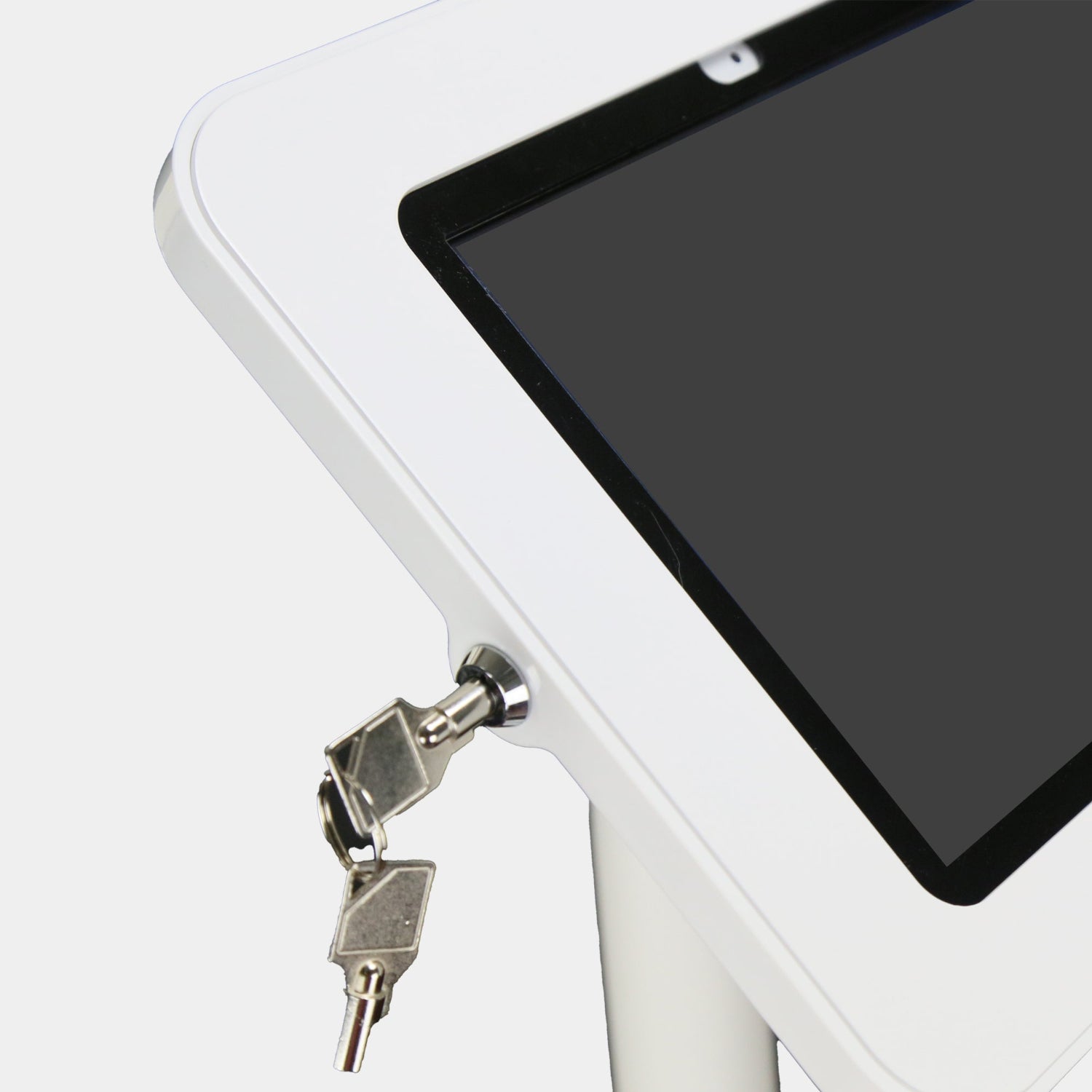 Lockable tablet kiosk stand for iPad Pro 13 inch with tamper-resistant security enclosure and cable management system