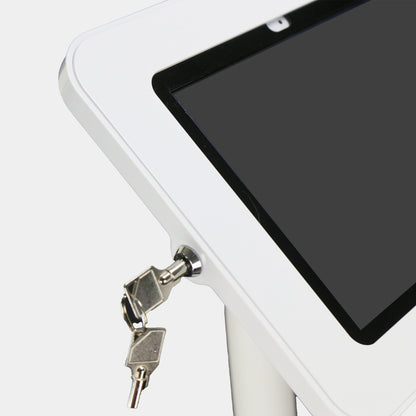 Lockable tablet kiosk stand for iPad Pro 13 inch with tamper-resistant security enclosure and cable management system