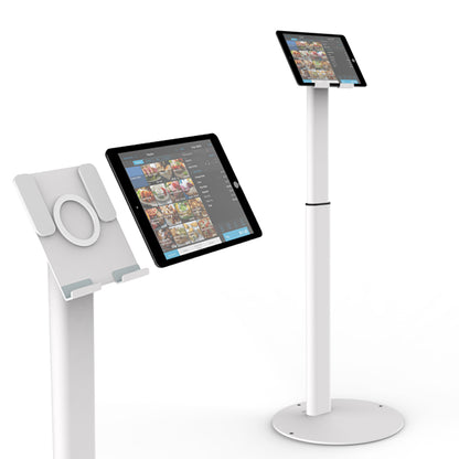Techno Mounts Magnetic Floor Tablet Stand – Height Adjustable Kiosk for 7 to 13" Tablets, Cable Management – Metal