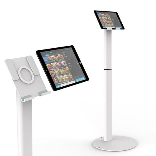 Techno Mounts Magnetic Floor Tablet Stand – Height Adjustable Kiosk for 7 to 13" Tablets, Cable Management – Metal